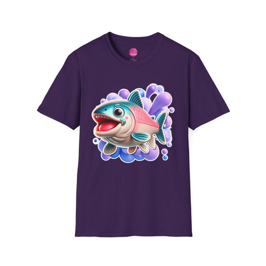 Alex Salmon Softstyle T-Shirt - Bright and Playful Fish Design for Ocean Lovers and Art Fans 🌊🐟