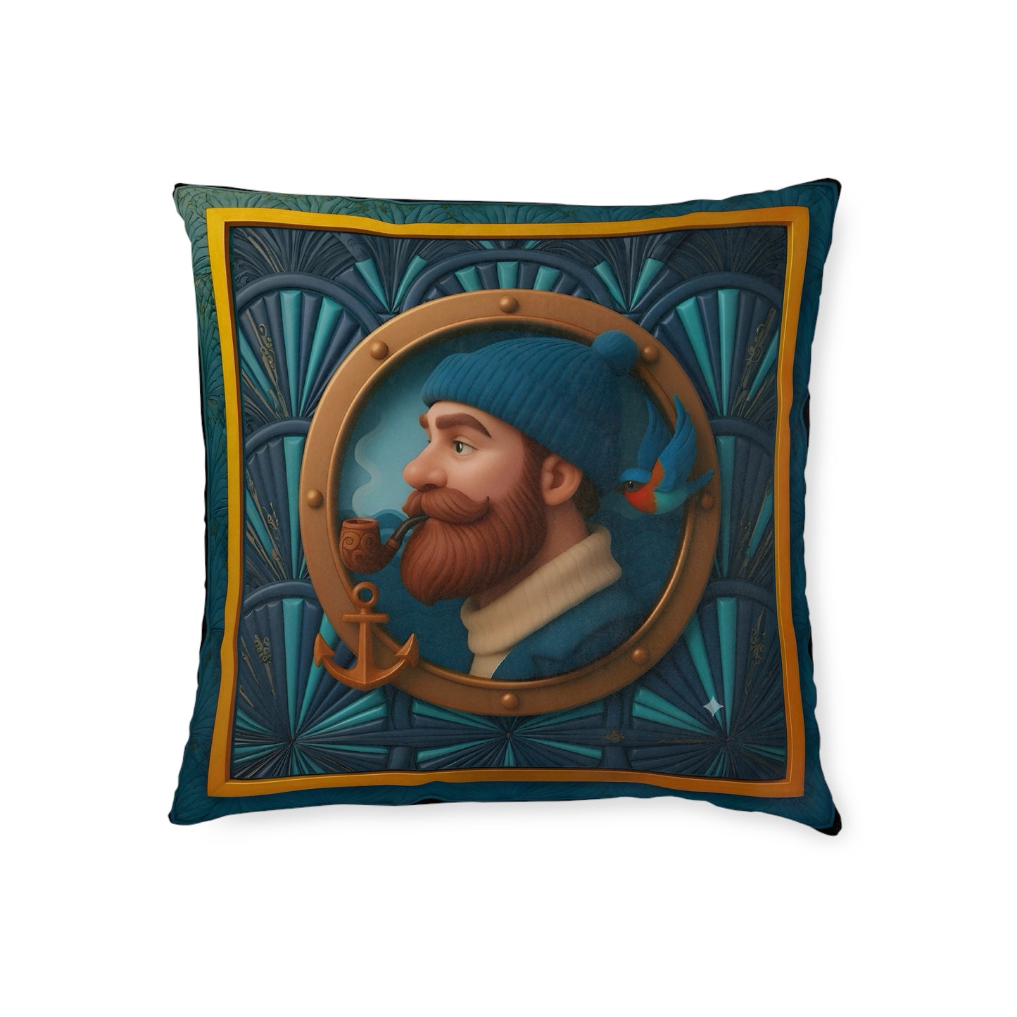 Square Pillow - PinkPond Sailor’s Sunset Cushion - Nautical and Psychedelic Home Decor