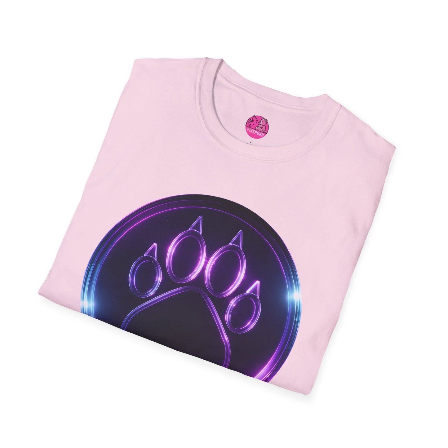 Neon Paw Power T-Shirt - Retro-Futuristic Animal Lover Tee