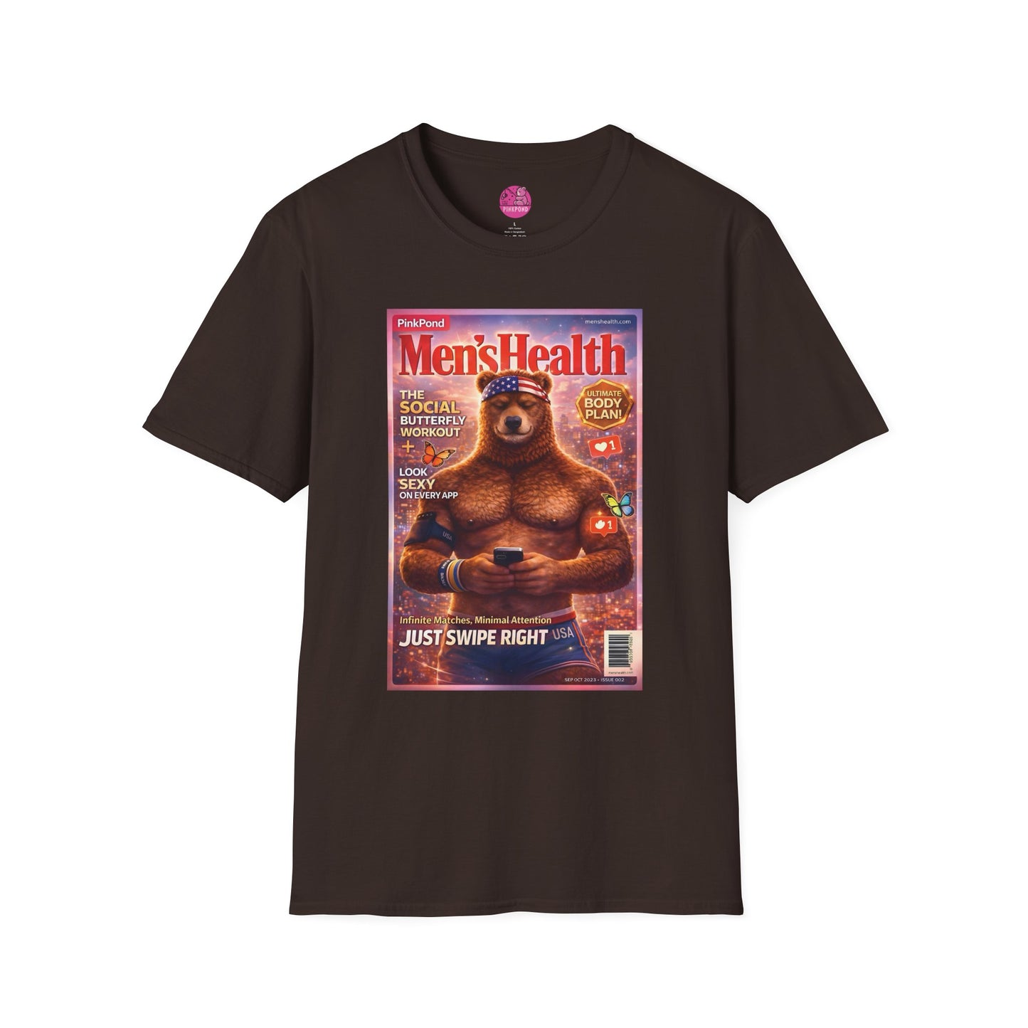 Men’s Health Bear T-Shirt — PinkPond Swiping Bear Graphic Tee