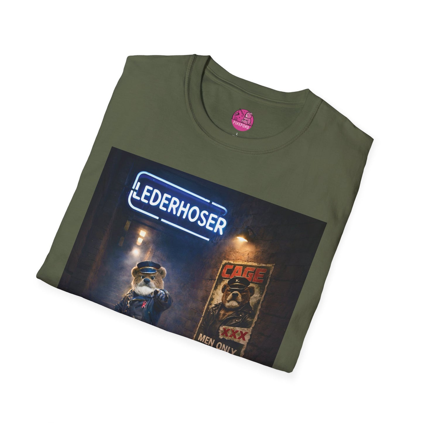 Oi, You Boy Leather Bear Graphic T-Shirt — PinkPond Character Illustration