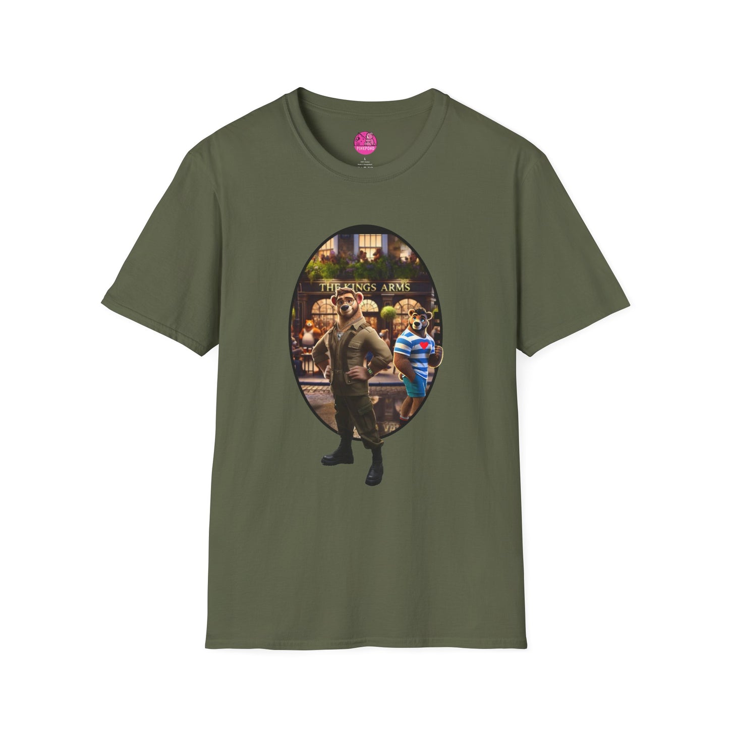 Retro Bear Scene T-Shirt - Fly-by Cruise at the Kings Arms