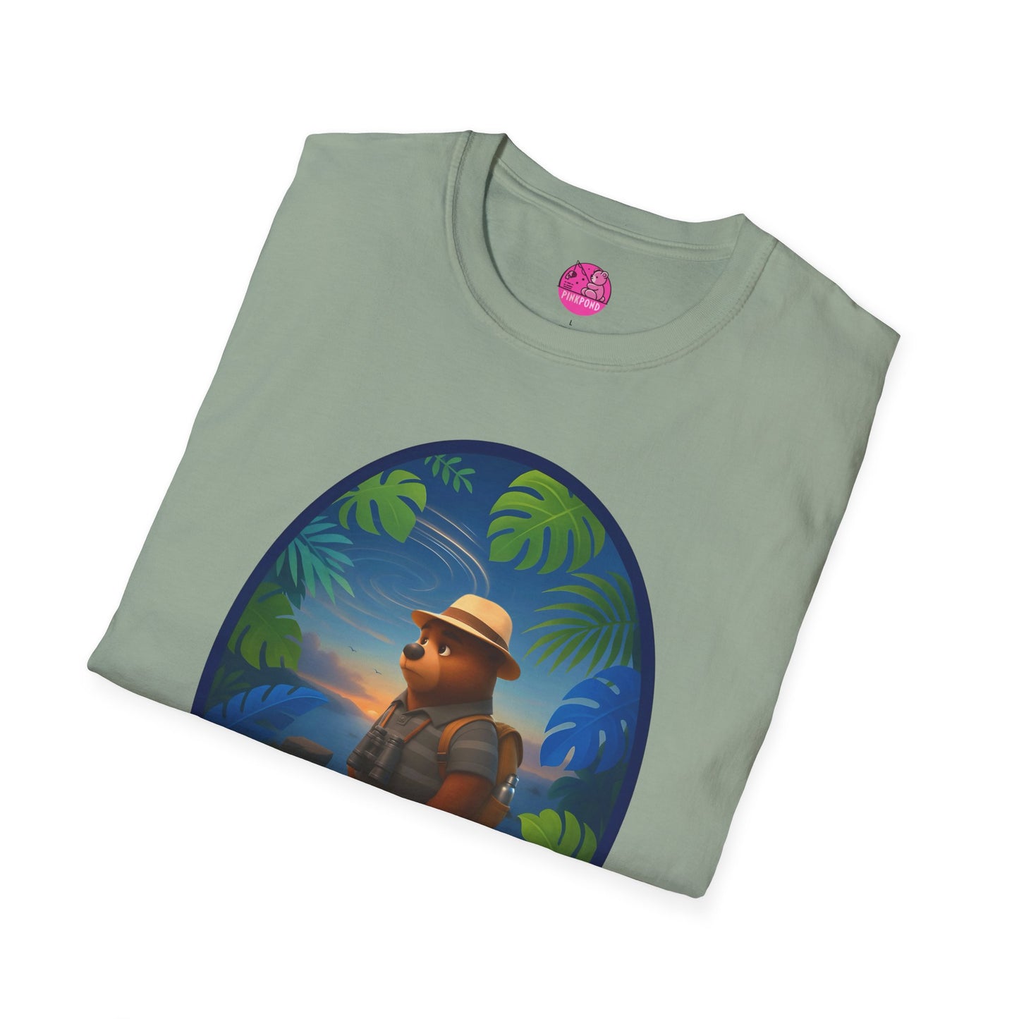 Adventure Bear T-Shirt - Explorer PinkPond Series Tee for Nature Lovers and Travel Dreamers