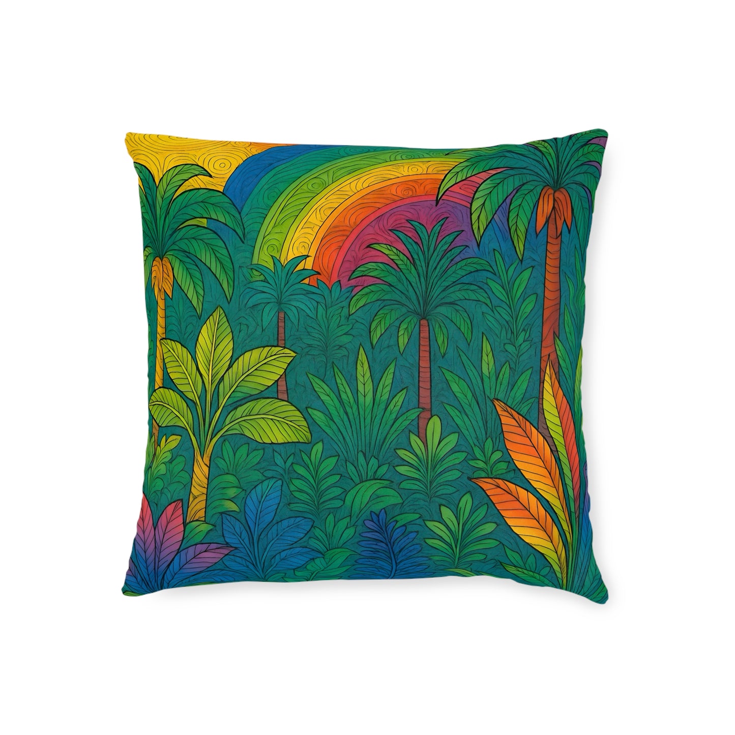 Square Pillow - PinkPond Cushion Rainbow Jungle 12x12