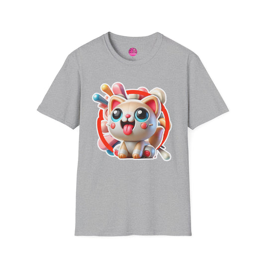 Katey Cat T-Shirt - Burst of Playful Energy | Unisex Softstyle