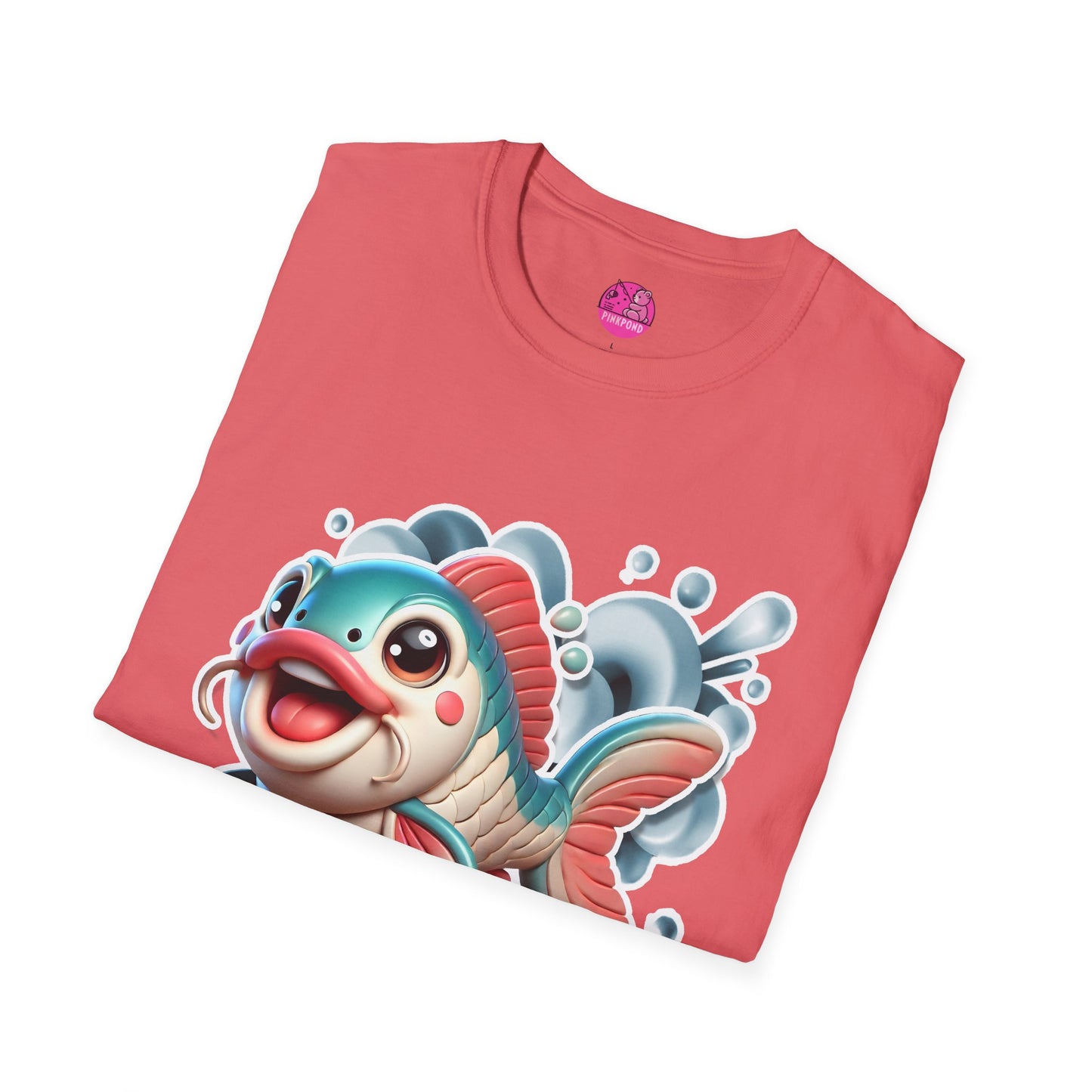 Carrie the Carp T-Shirt - a splash of fishy fun - Unisex Softstyle Tee with 3D Design