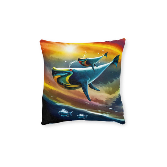 Square Pillow - Cosmic Whales Cushion - PinkPond Home - Reversible Design