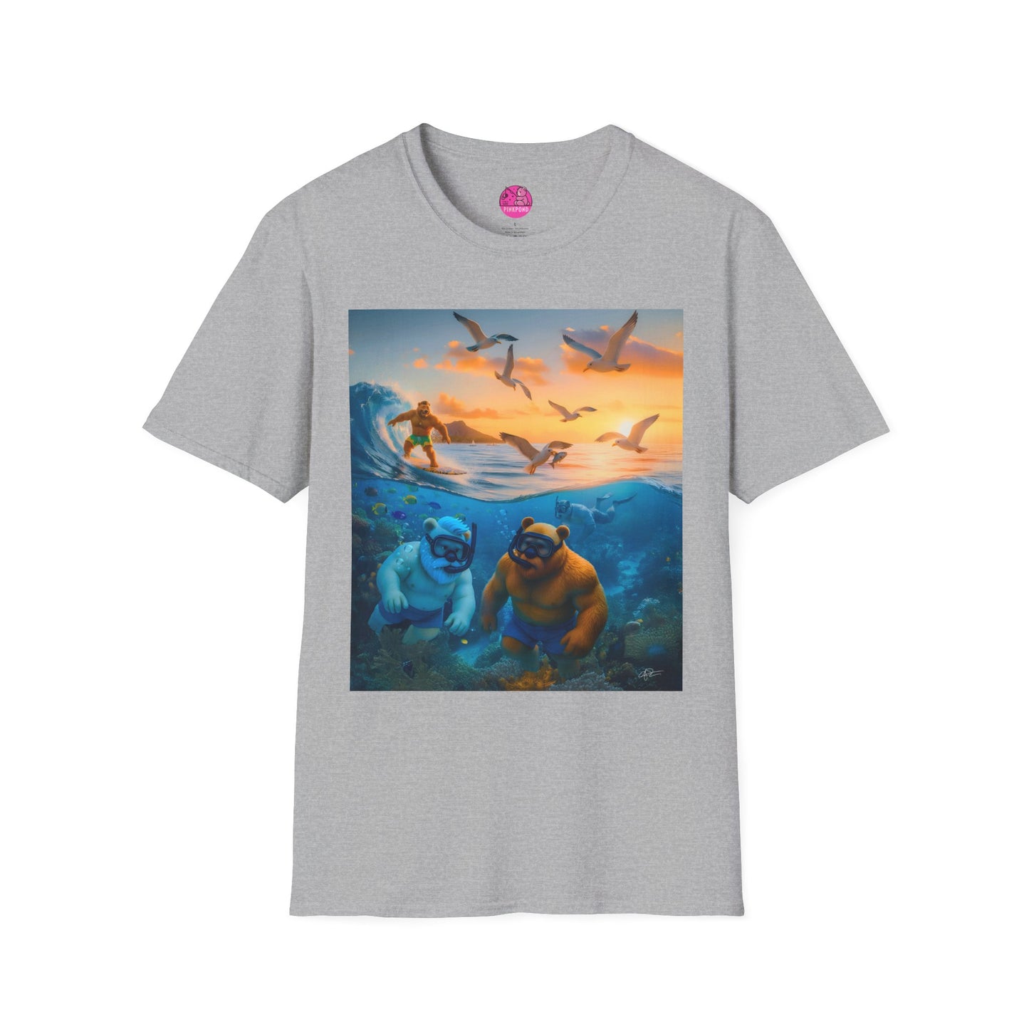 The Great Bearier Reef T-Shirt — PinkPond Snorkeling Bears Sunset Surf Tee
