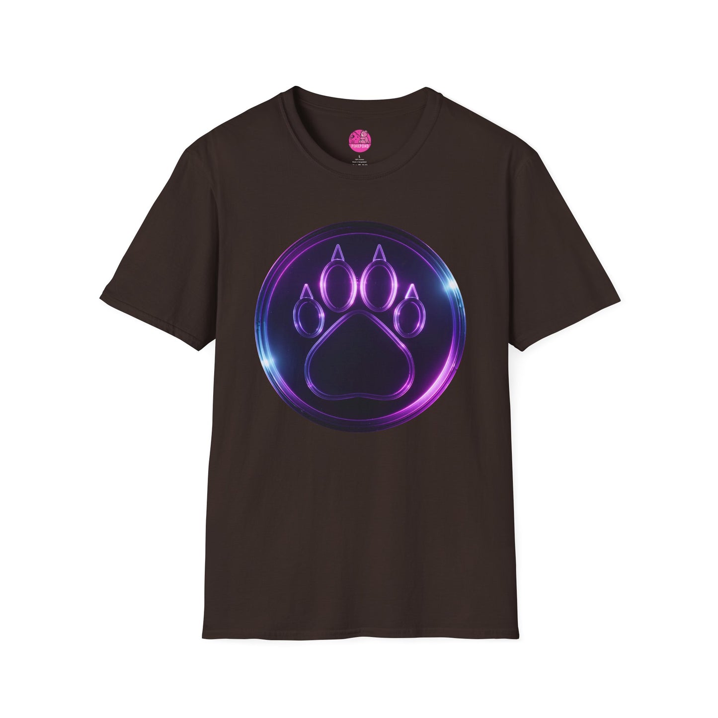 Neon Paw Power T-Shirt - Retro-Futuristic Animal Lover Tee