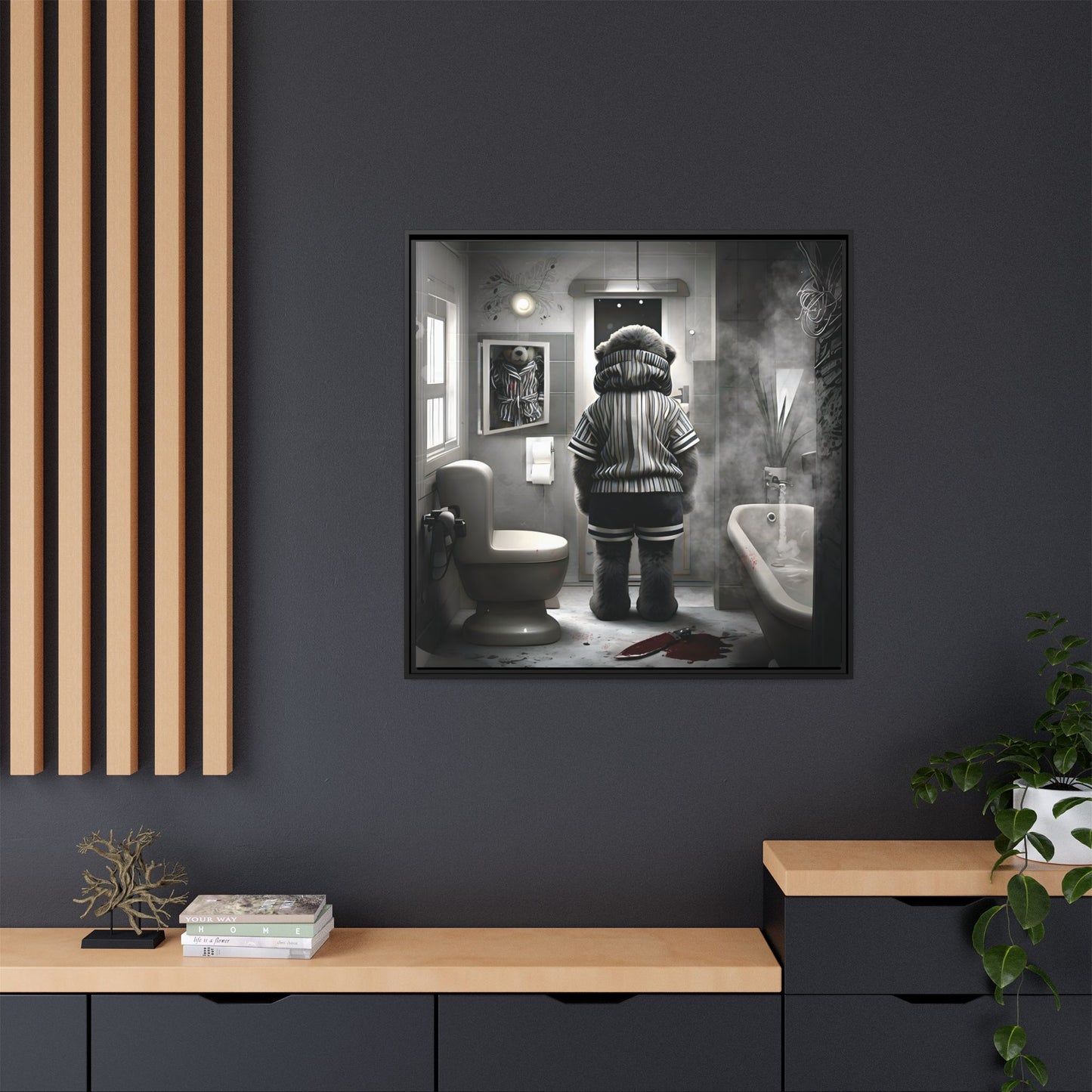 Canvas Art Print - The Untimely Demise of Benjamin Bear by Andrew McCarter, Dark Surreal Artwork