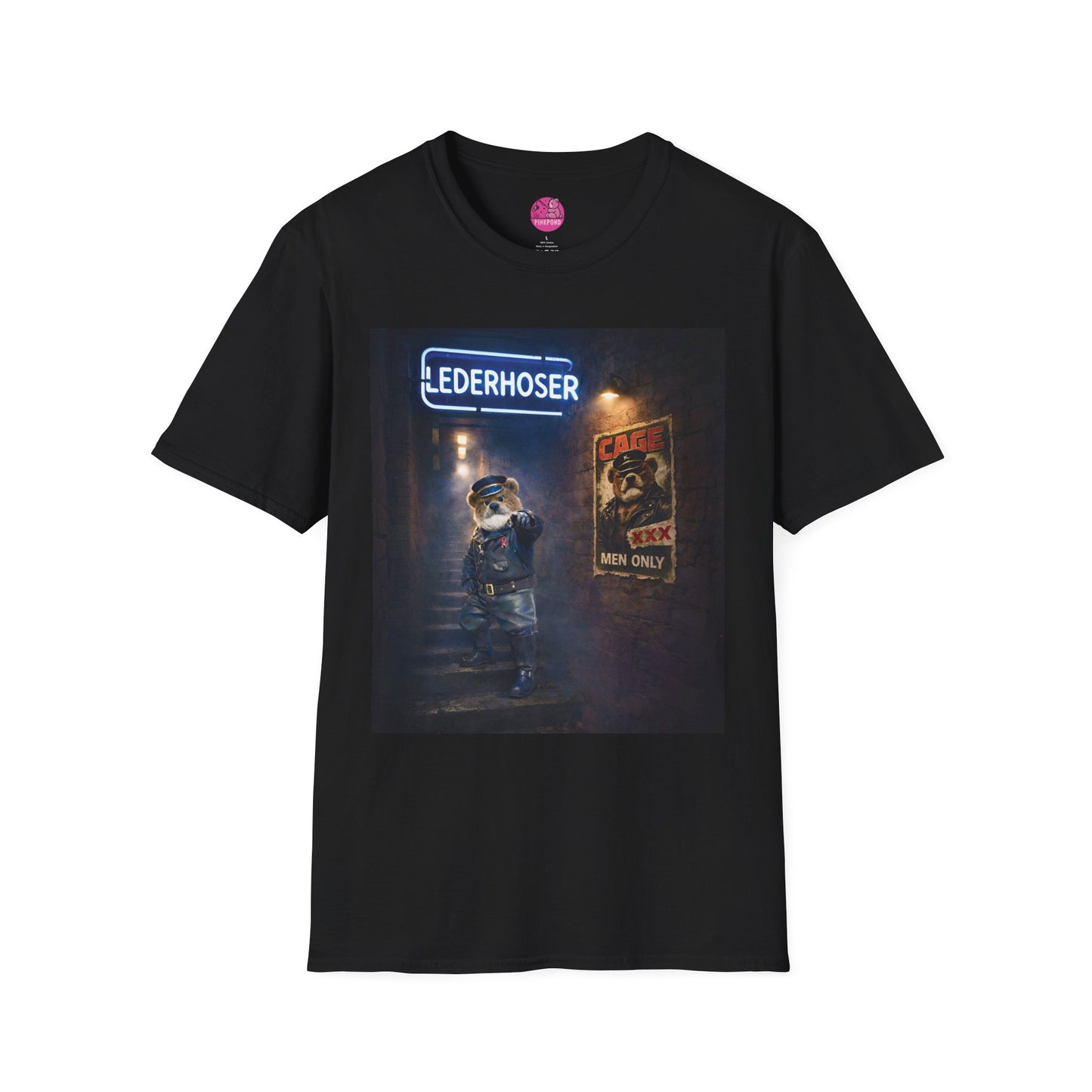 Oi, You Boy Leather Bear Graphic T-Shirt — PinkPond Character Illustration