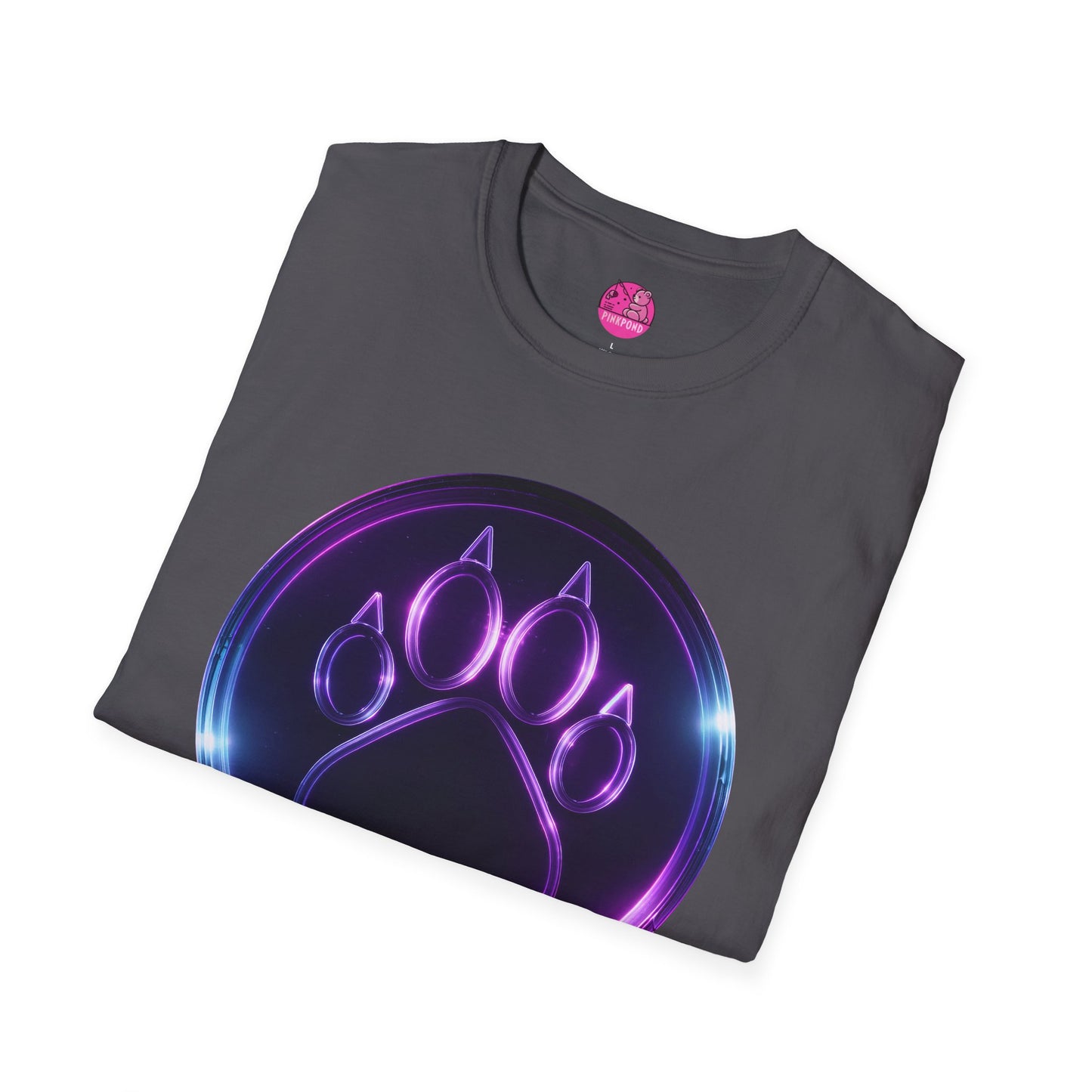 Neon Paw Power T-Shirt - Retro-Futuristic Animal Lover Tee