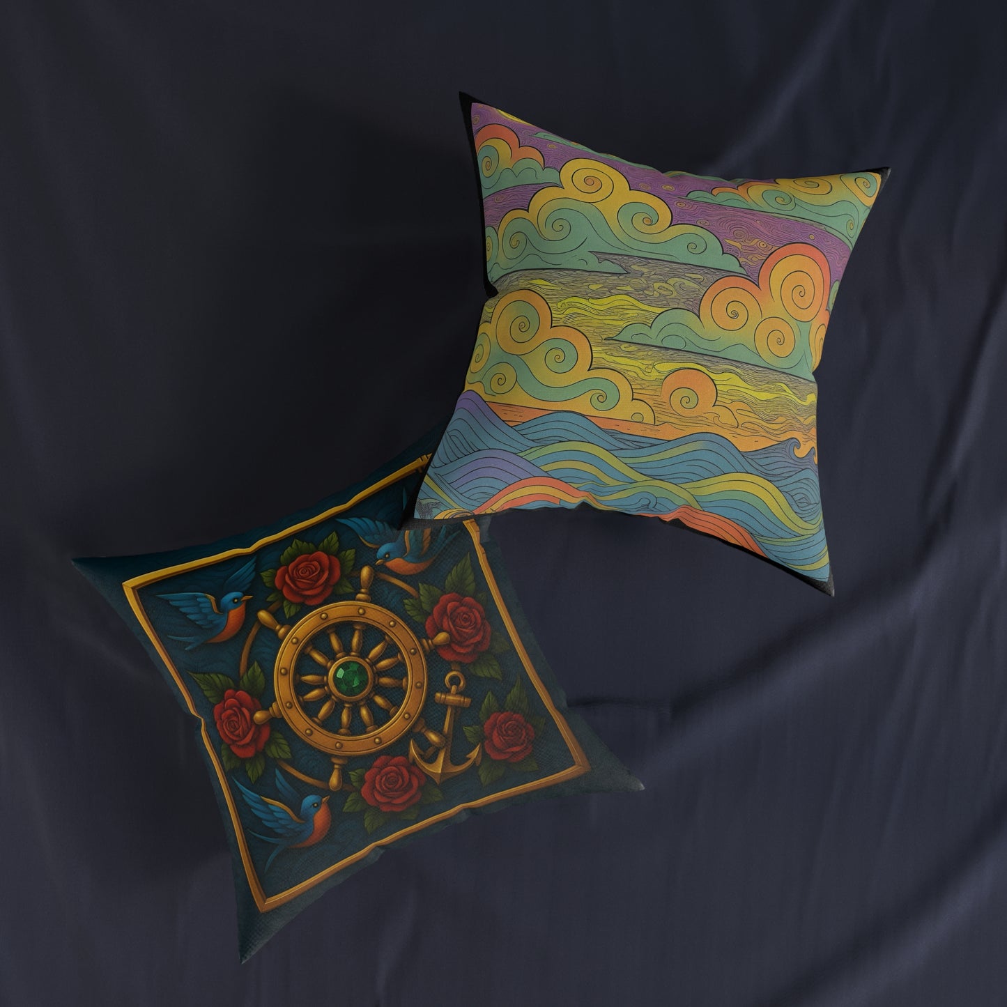 Square Pillow - The Sailor’s Sunset Reversible Cushion