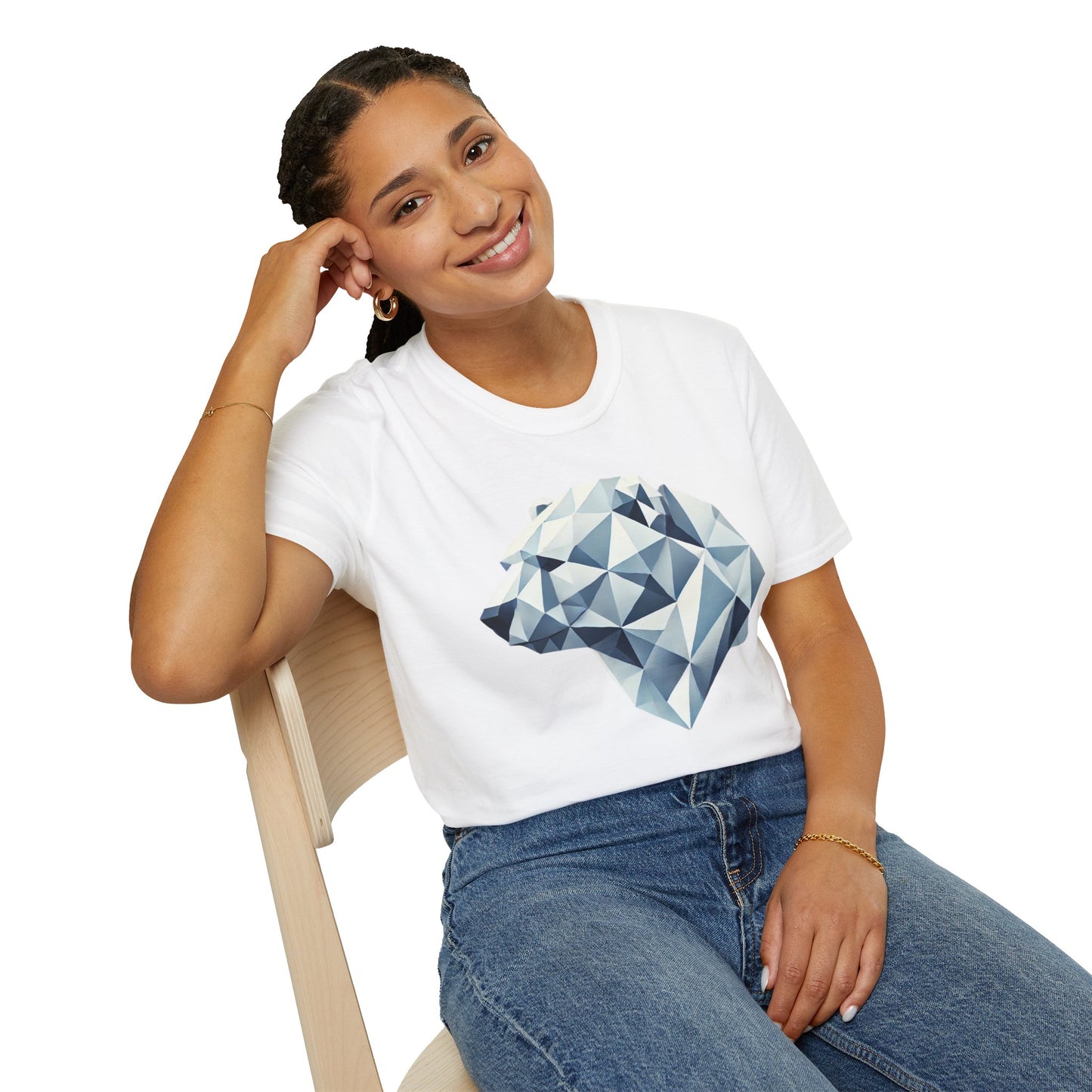 Geometric Bear Graphic Unisex Softstyle T-Shirt