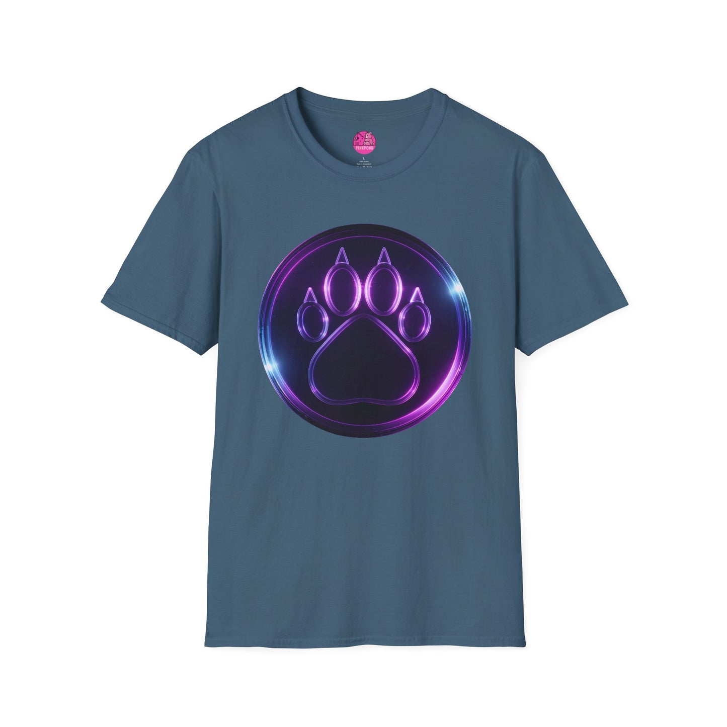 Neon Paw Power T-Shirt - Retro-Futuristic Animal Lover Tee