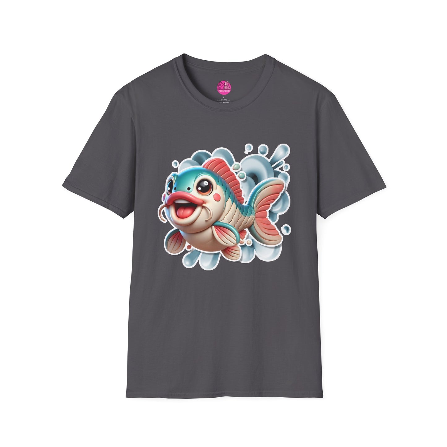 Carrie the Carp T-Shirt - a splash of fishy fun - Unisex Softstyle Tee with 3D Design