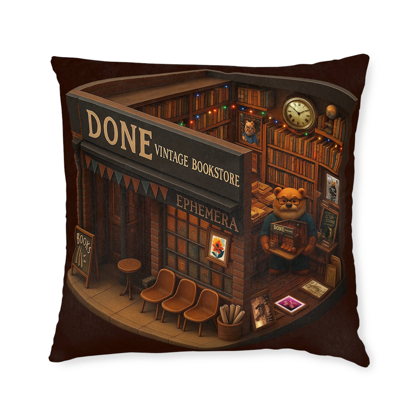 Square Pillow Magic Bookstore Cushion
