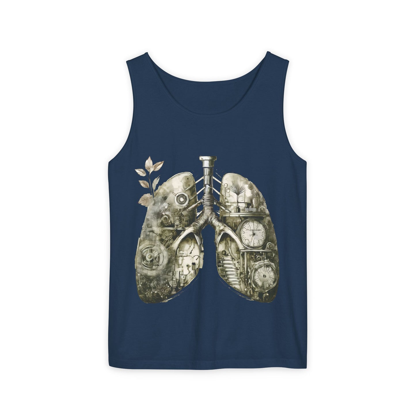 Copy of Clockwork Lungs Unisex Tank Top - Breathe In, Wind Up Design