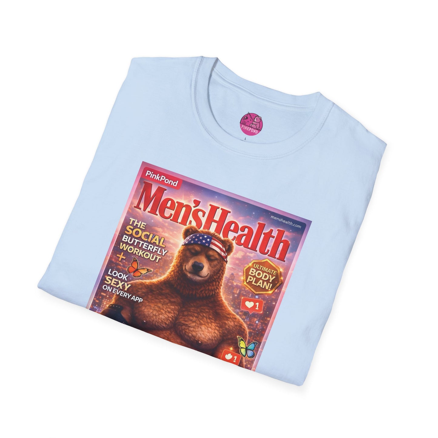 Men’s Health Bear T-Shirt — PinkPond Swiping Bear Graphic Tee