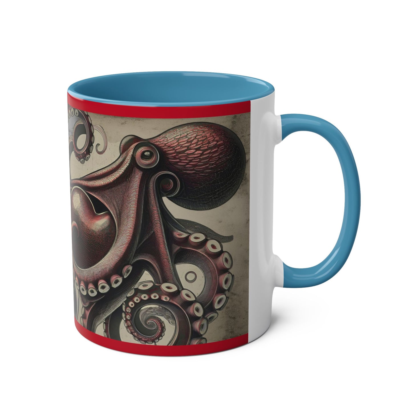 11oz Coffee Mug - PinkPond Nautical Octopus Design - Ocean Lover and Tattoo Enthusiast Gift