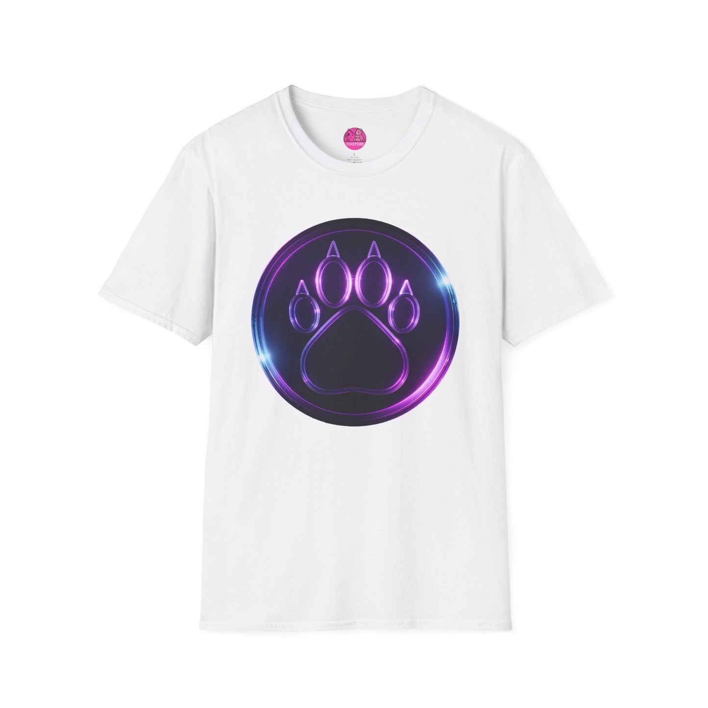 Neon Paw Power T-Shirt - Retro-Futuristic Animal Lover Tee