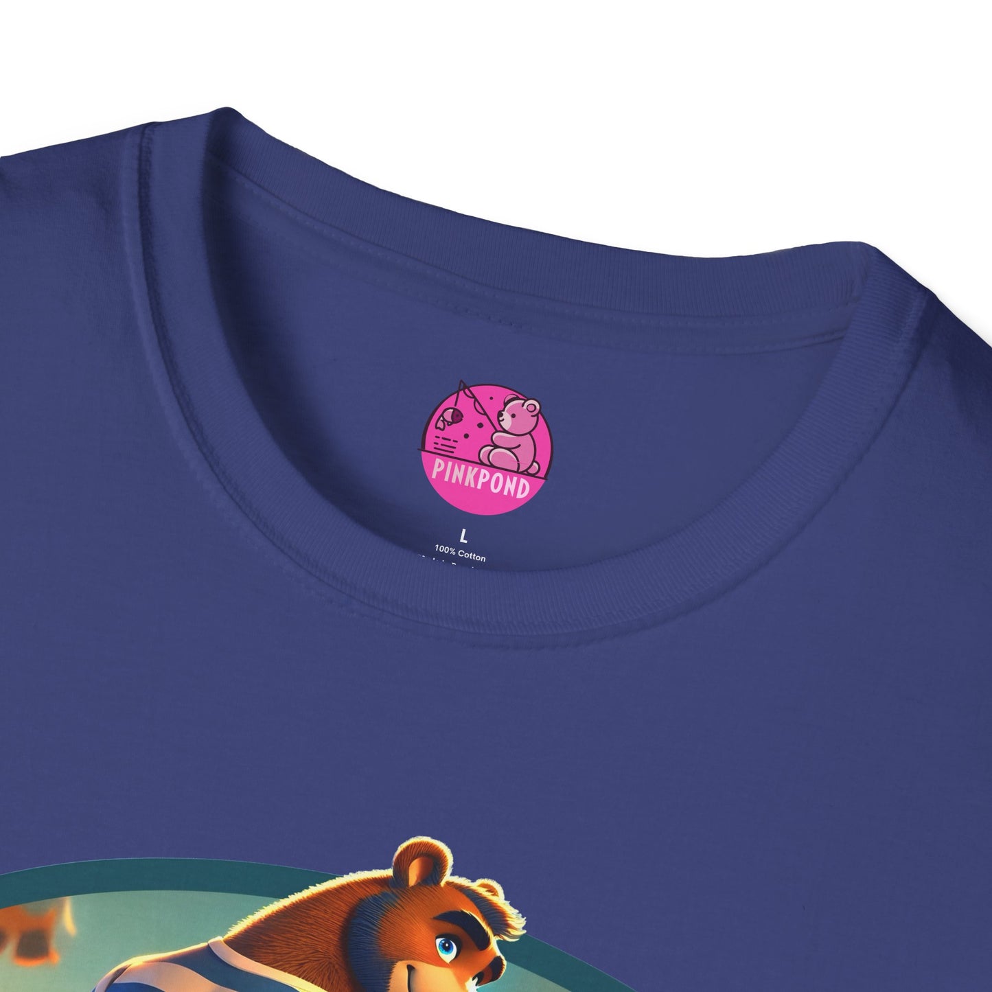Beach Bear Bliss Softstyle T-Shirt - PinkPond Exclusive Vintage Design