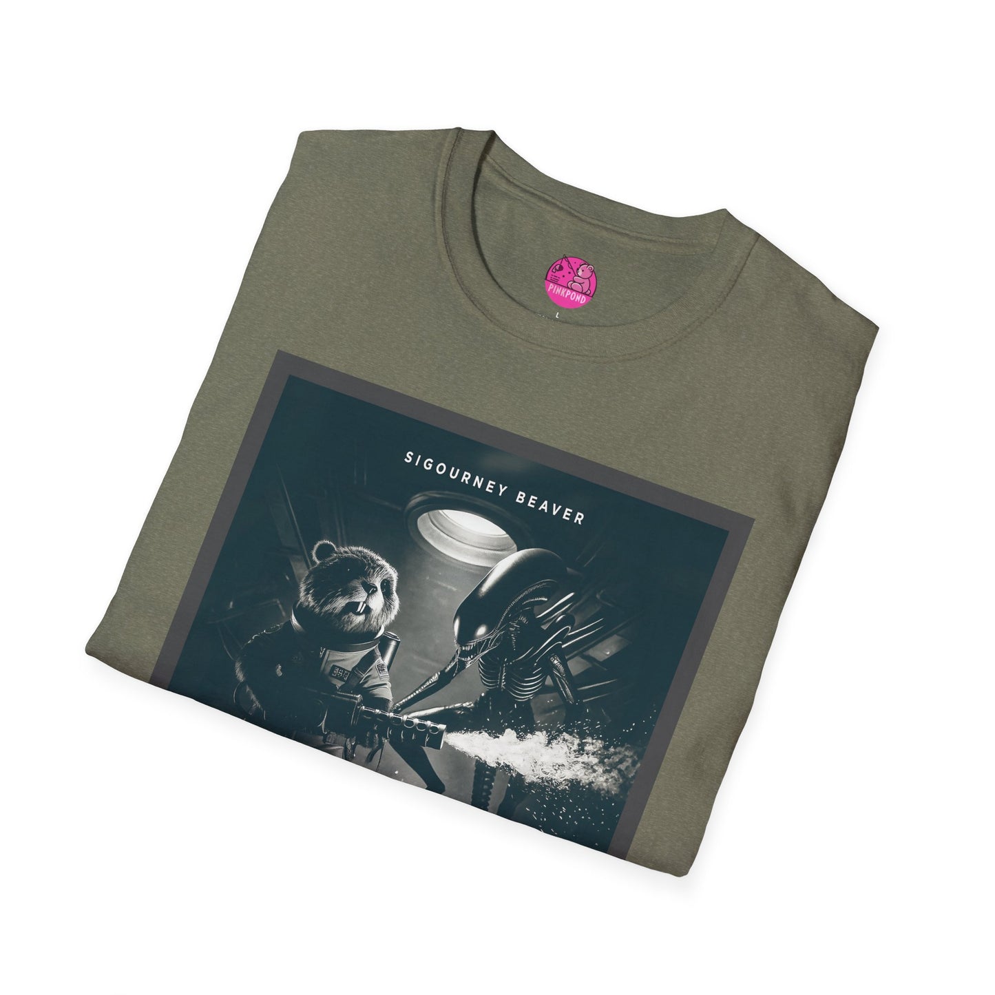 Retro Noir Alien Parody Sci-Fi T-Shirt Featuring Sigourney Beaver