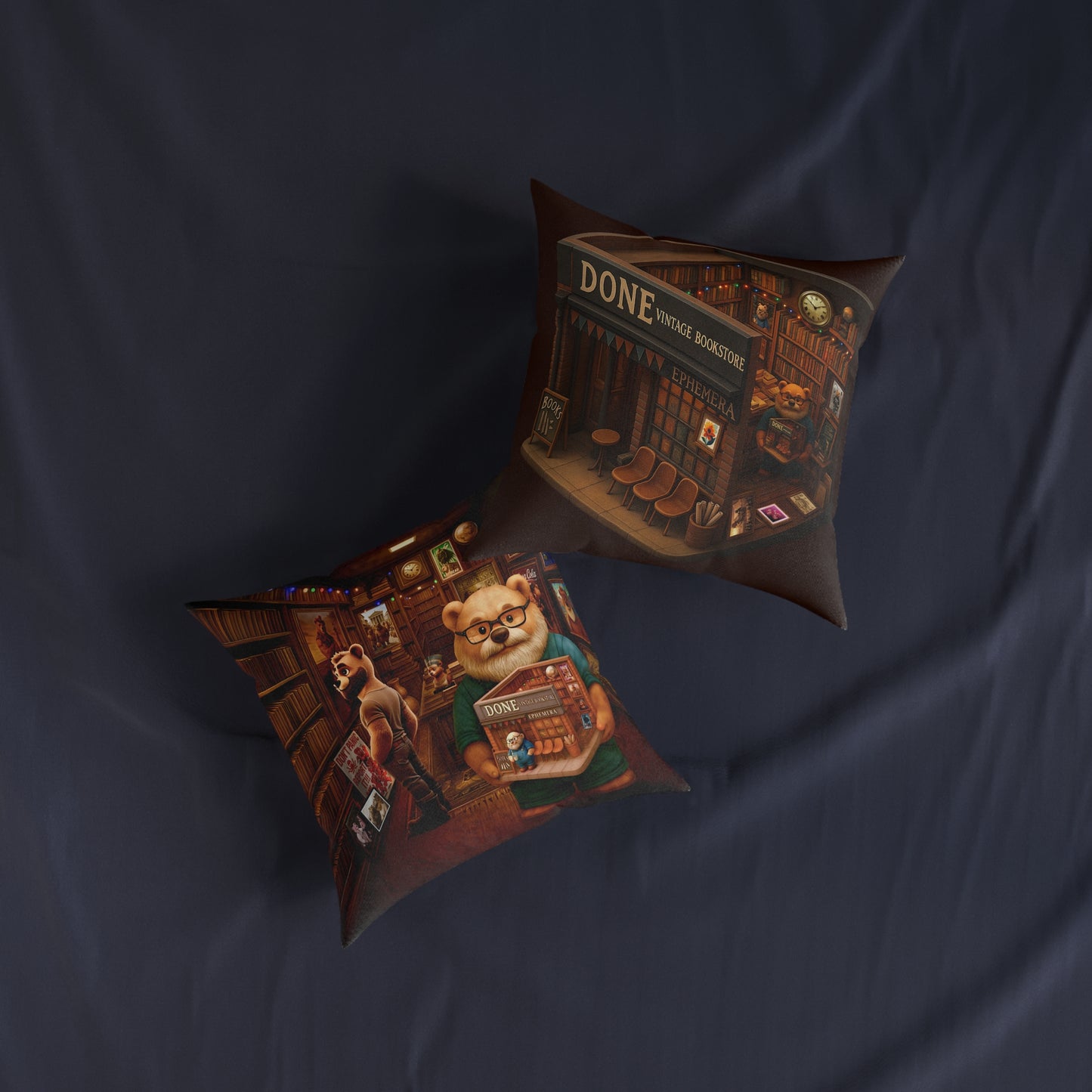 Square Pillow Magic Bookstore Cushion