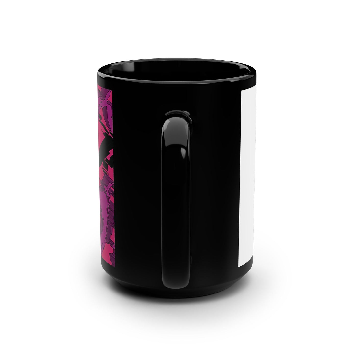 Glitchwave 15oz Mug - Abstract Cyberpunk Design on Black Gloss Ceramic