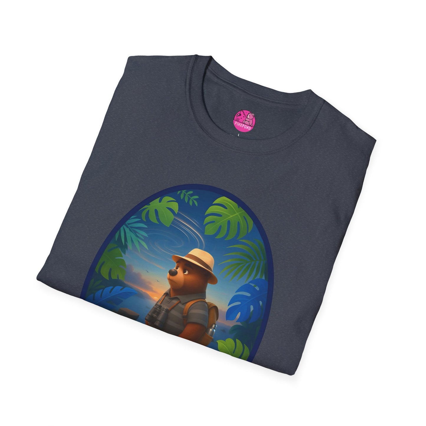 Adventure Bear T-Shirt - Explorer PinkPond Series Tee for Nature Lovers and Travel Dreamers