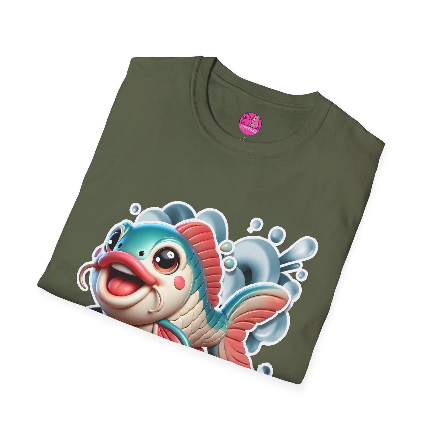 Carrie the Carp T-Shirt - a splash of fishy fun - Unisex Softstyle Tee with 3D Design