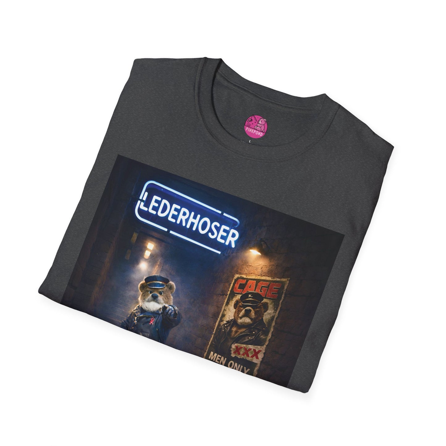 Oi, You Boy Leather Bear Graphic T-Shirt — PinkPond Character Illustration