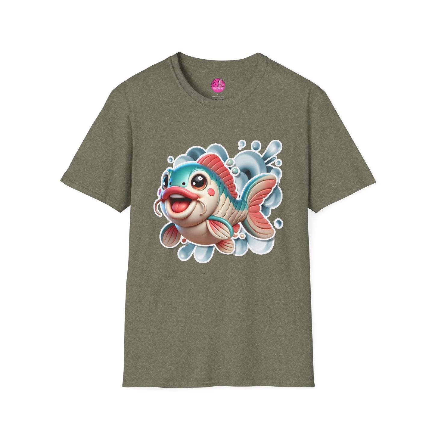 Carrie the Carp T-Shirt - a splash of fishy fun - Unisex Softstyle Tee with 3D Design