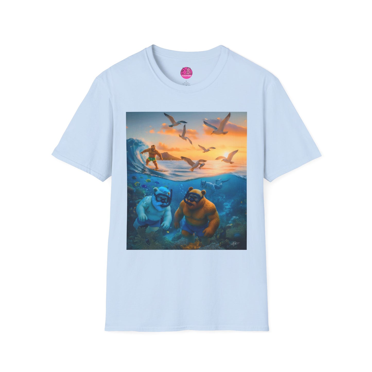 The Great Bearier Reef T-Shirt — PinkPond Snorkeling Bears Sunset Surf Tee