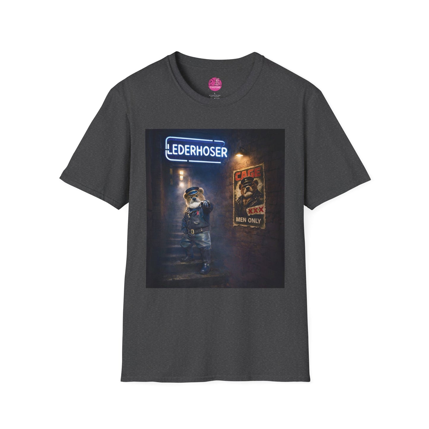 Oi, You Boy Leather Bear Graphic T-Shirt — PinkPond Character Illustration