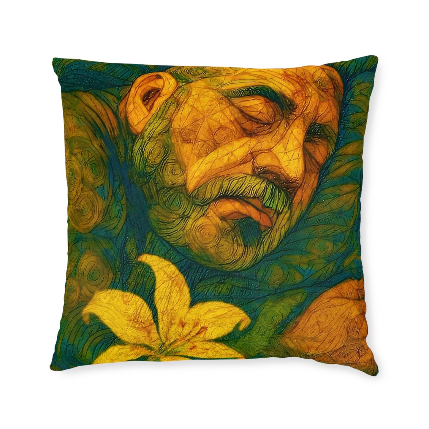 Square Pillow Reversible Cushion Dreaming in Bloom Sunset Swirls PinkPond