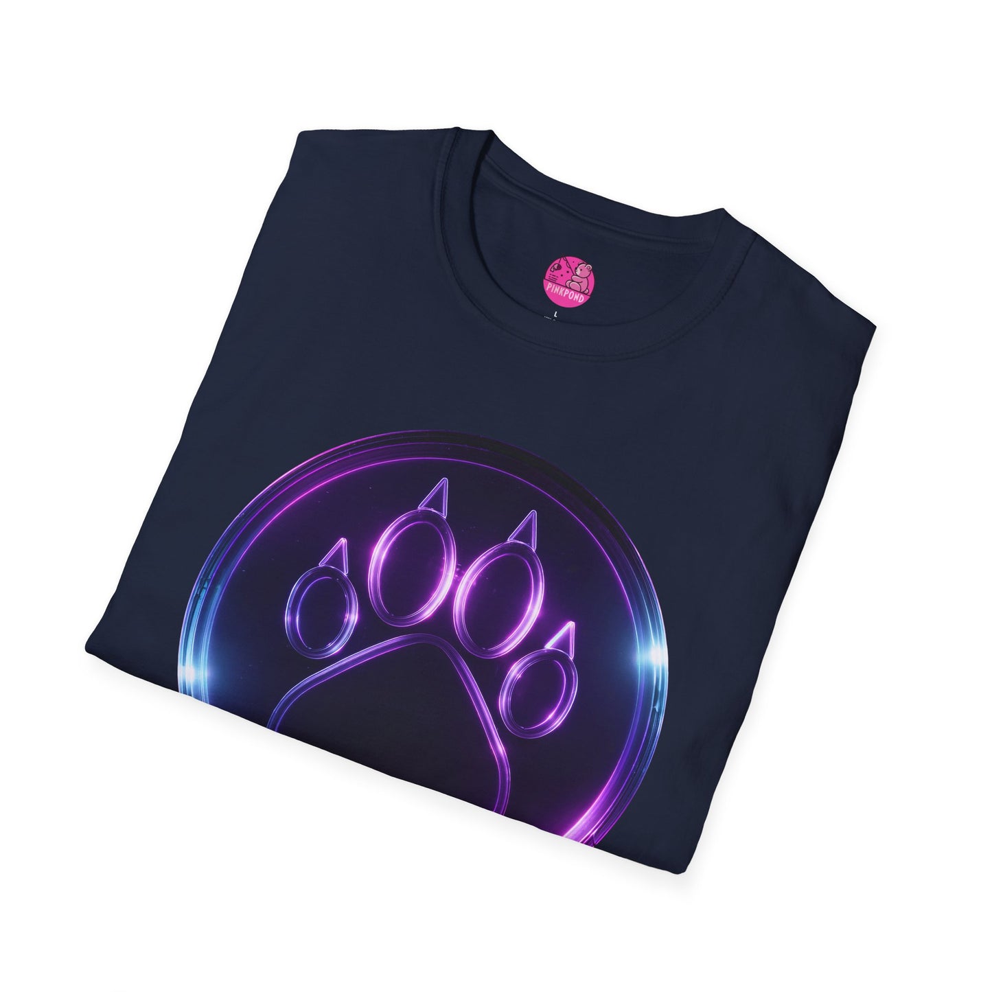 Neon Paw Power T-Shirt - Retro-Futuristic Animal Lover Tee