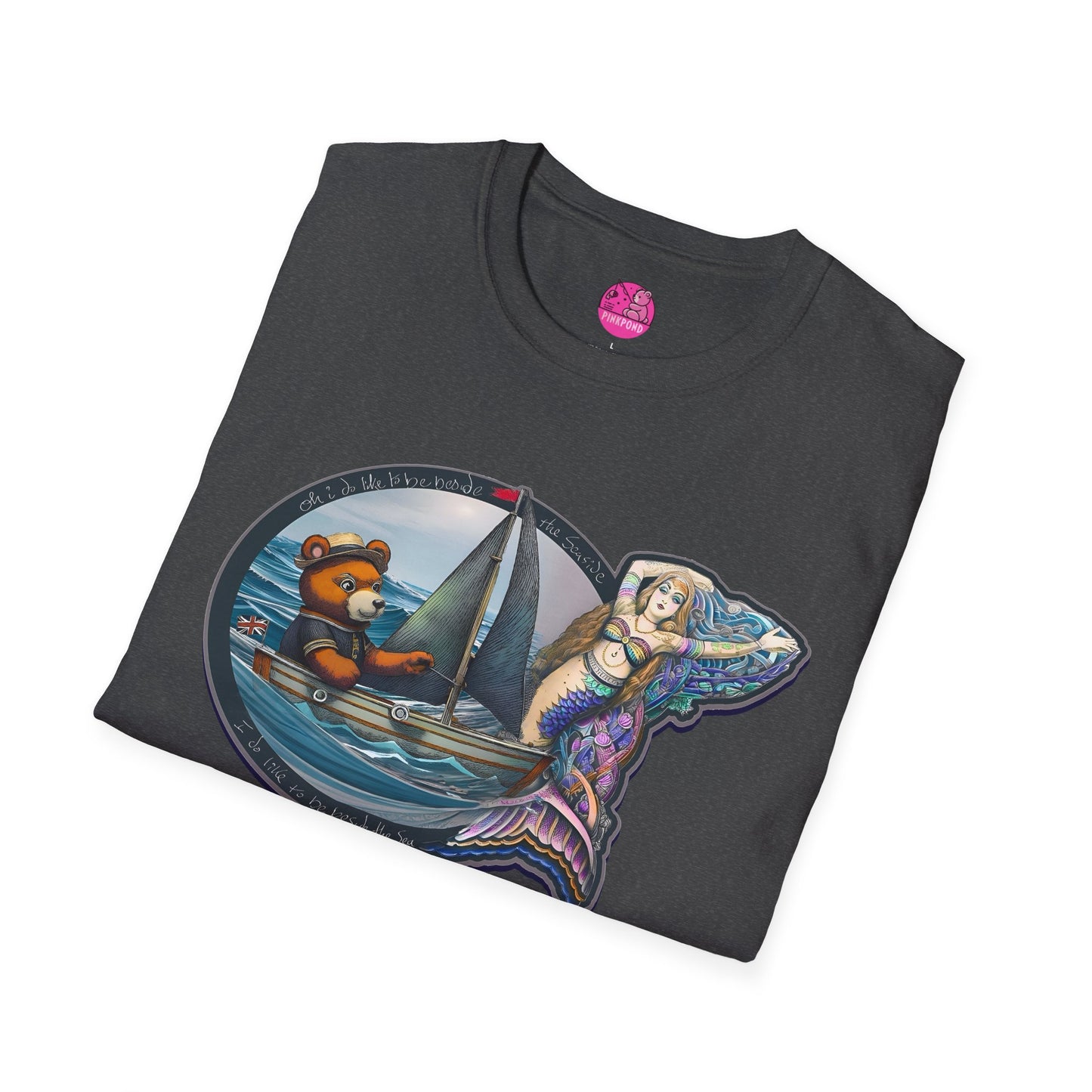 Nautical Tee - Beside the Sea Teddy Bear and Mermaid