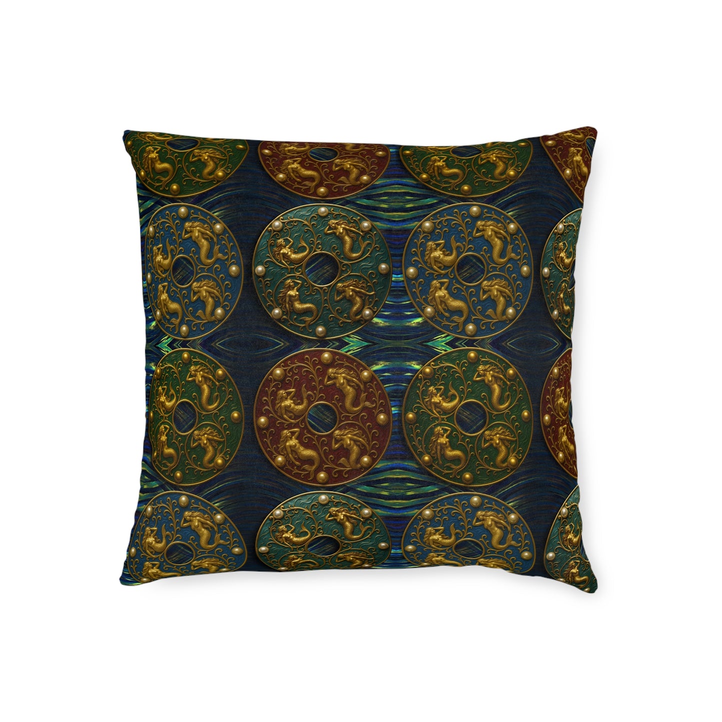 Square Pillow - The Bear & The Mermaid Cushion PinkPond Nautical Collection