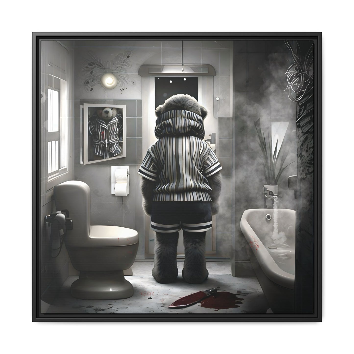 Canvas Art Print - The Untimely Demise of Benjamin Bear by Andrew McCarter, Dark Surreal Artwork