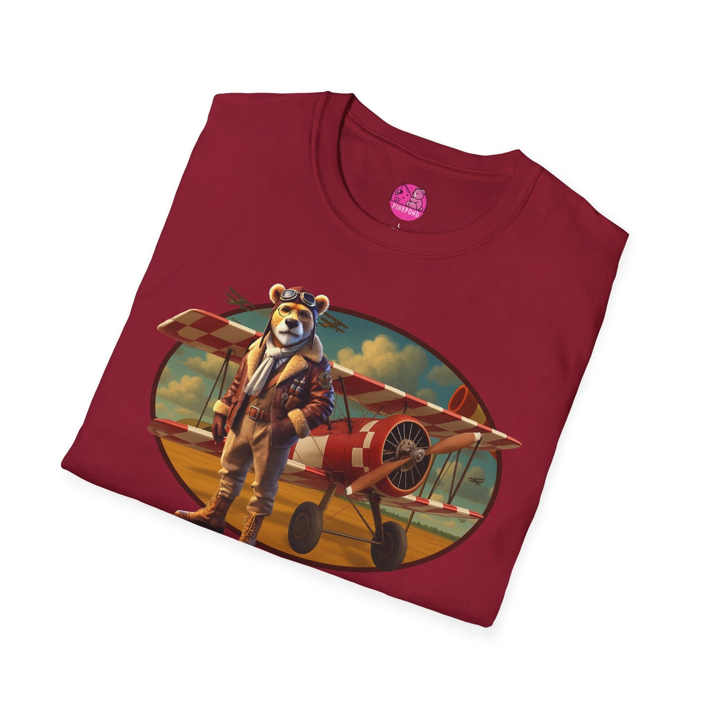 Aviator Bear Softstyle T-Shirt - PinkPond Tee