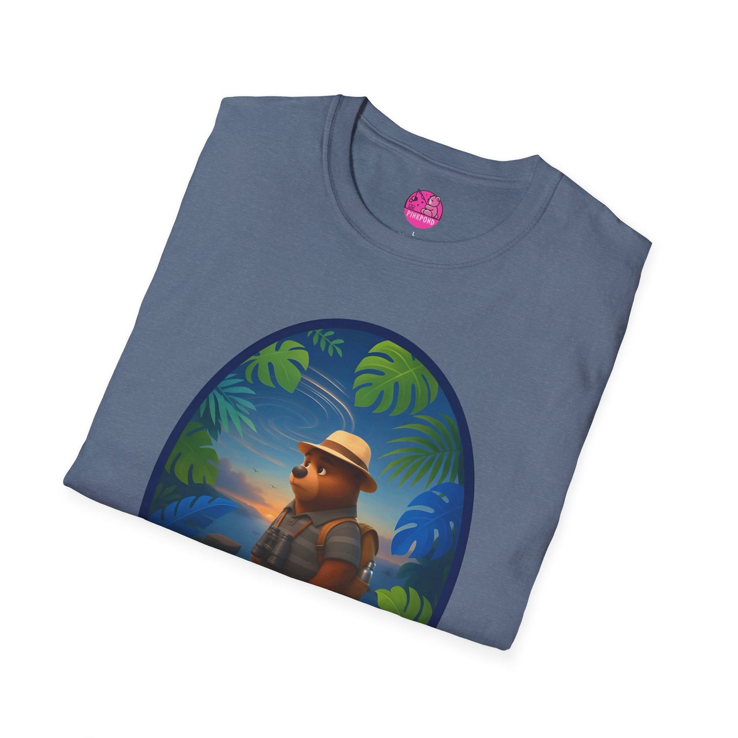 Adventure Bear T-Shirt - Explorer PinkPond Series Tee for Nature Lovers and Travel Dreamers