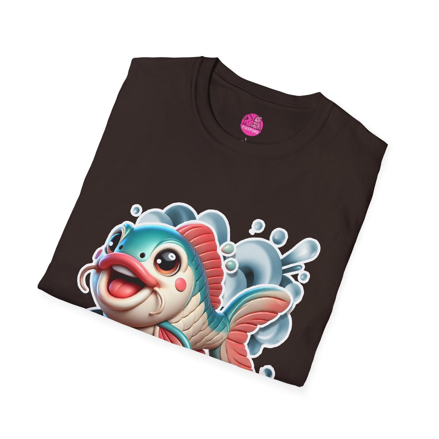 Carrie the Carp T-Shirt - a splash of fishy fun - Unisex Softstyle Tee with 3D Design