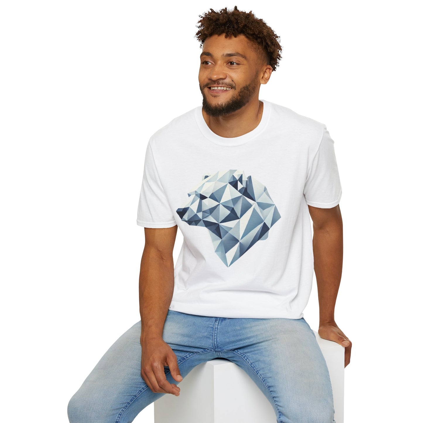 Geometric Bear Graphic Unisex Softstyle T-Shirt