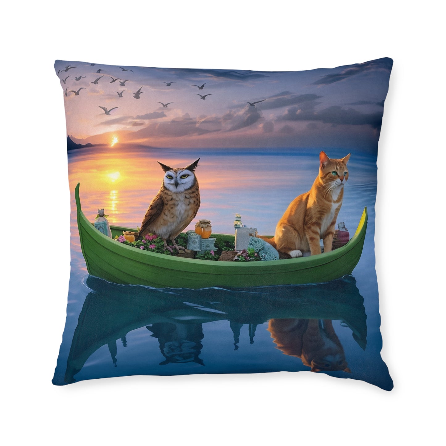 Square Pillow - Owl & The Pussycat PinkPond Cushion