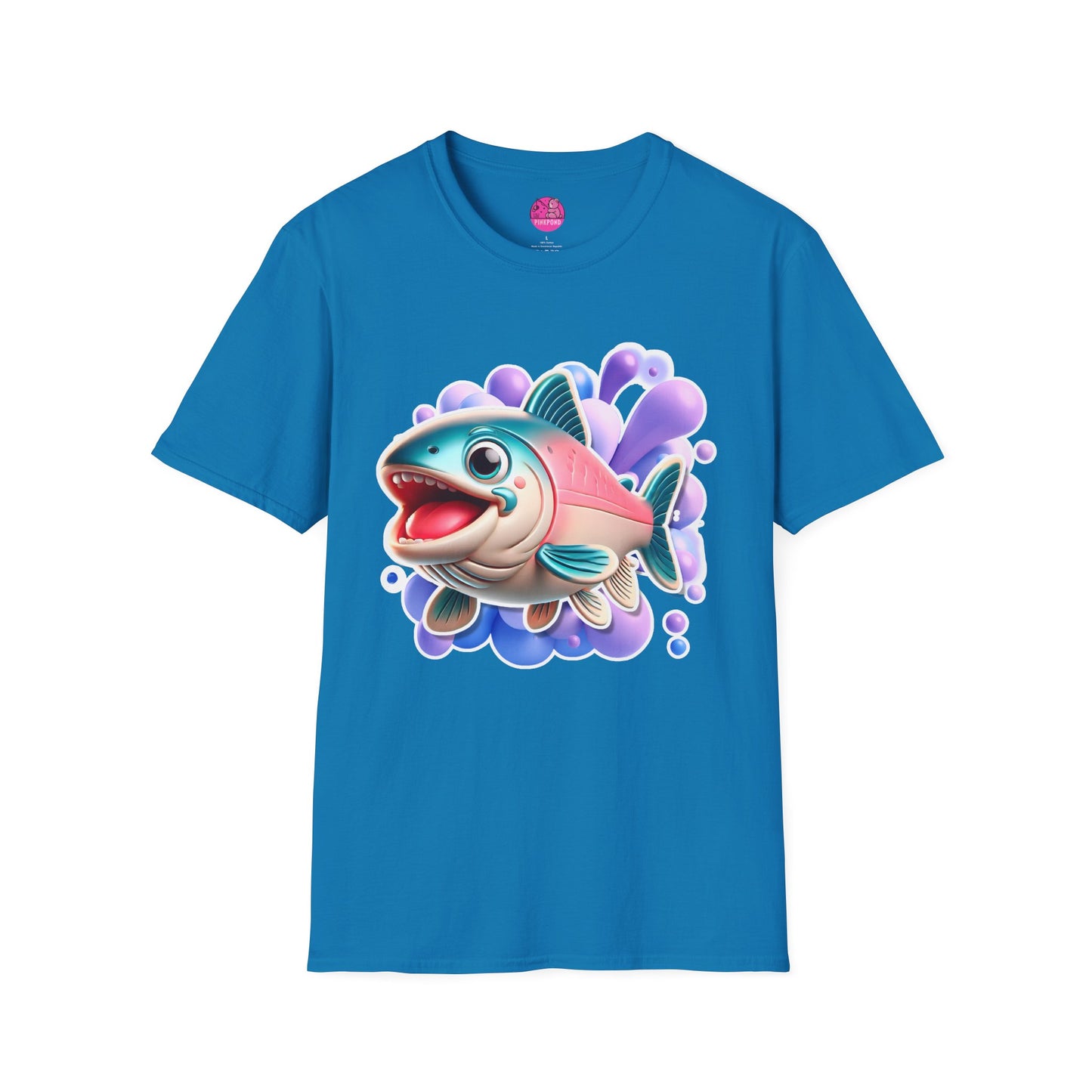 Alex Salmon Softstyle T-Shirt - Bright and Playful Fish Design for Ocean Lovers and Art Fans 🌊🐟