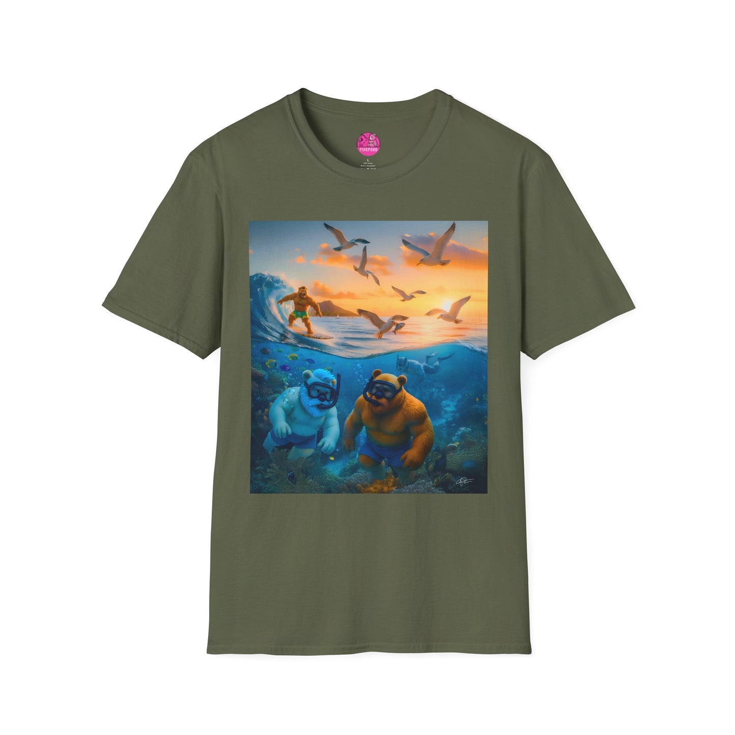 The Great Bearier Reef T-Shirt — PinkPond Snorkeling Bears Sunset Surf Tee