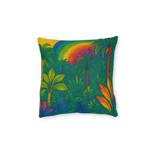 Square Pillow - PinkPond Cushion Rainbow Jungle 12x12