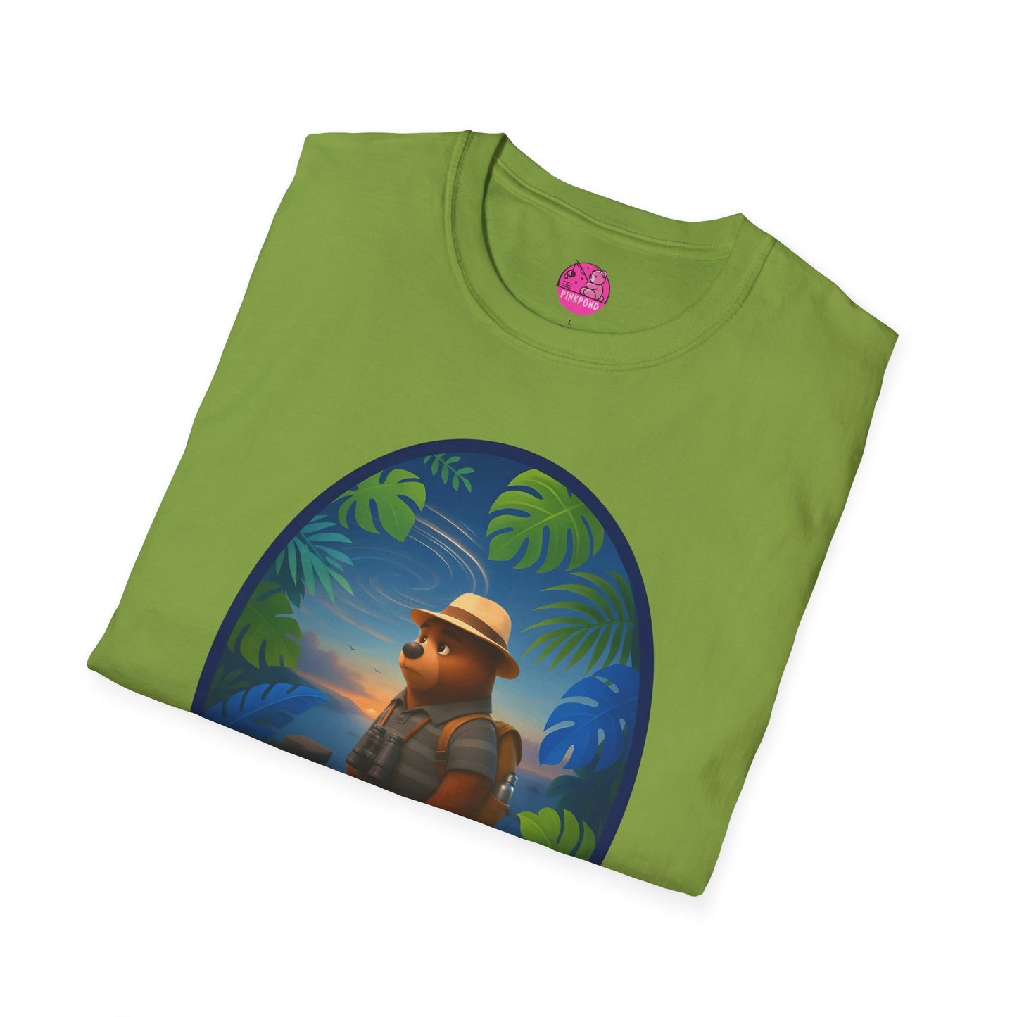 Adventure Bear T-Shirt - Explorer PinkPond Series Tee for Nature Lovers and Travel Dreamers
