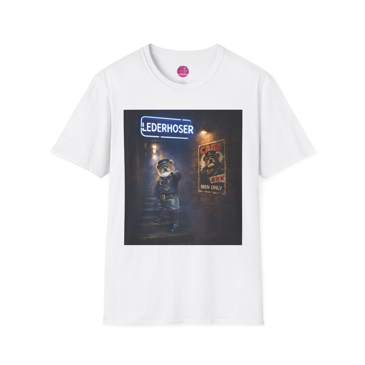 Oi, You Boy Leather Bear Graphic T-Shirt — PinkPond Character Illustration